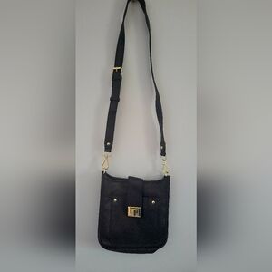 Steve Madden Elegant Black Crossbody Bag with Gold Accents